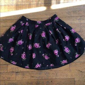 Beautiful black skirt with pink/red flowers
